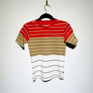 Sean John Boys 3-Toned Red/Tan/White Striped V-Neck T-Shirt Size S (8)